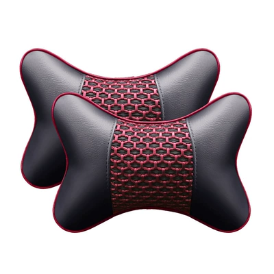 Car Headrest Pillow Car Seat Neck Pillow Pair Loading Pillow Car Interior Supplies Car Lumbar (Headrest) - 1901-black-and-red-headrest-pair