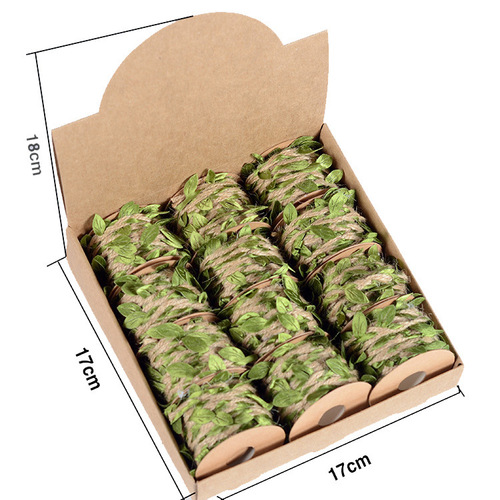 Factory direct sales 5 mm simulated leaf hemp rope, wax wire rattan decorative webbing, rope DIY craft hemp rope
