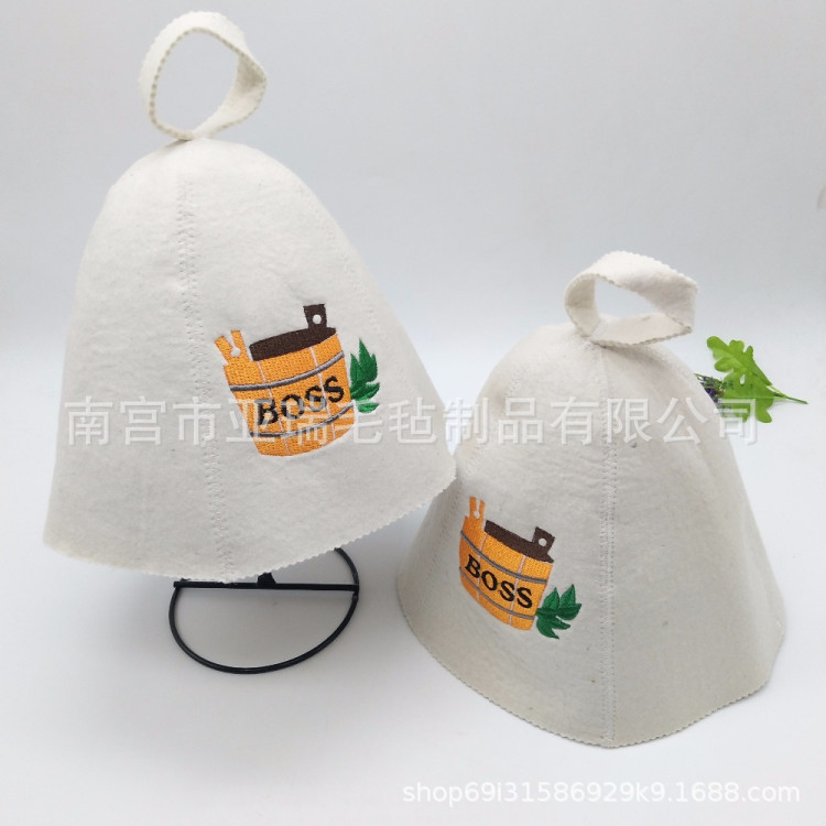 羊毛毡桑拿帽   高质量羊毛浴帽   可制作各种绣花