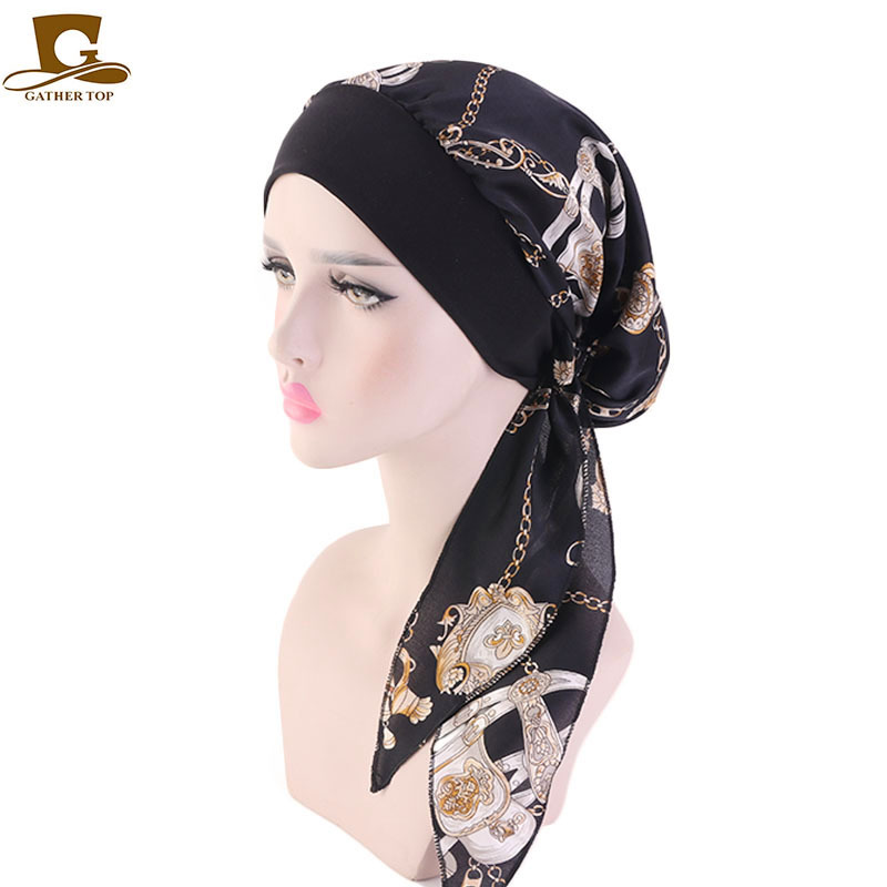 Nuevo pañuelo de seda de imitación gorra elástica banda de pelo trenza sombrero pirata sombrero sedoso capó TJM-329B