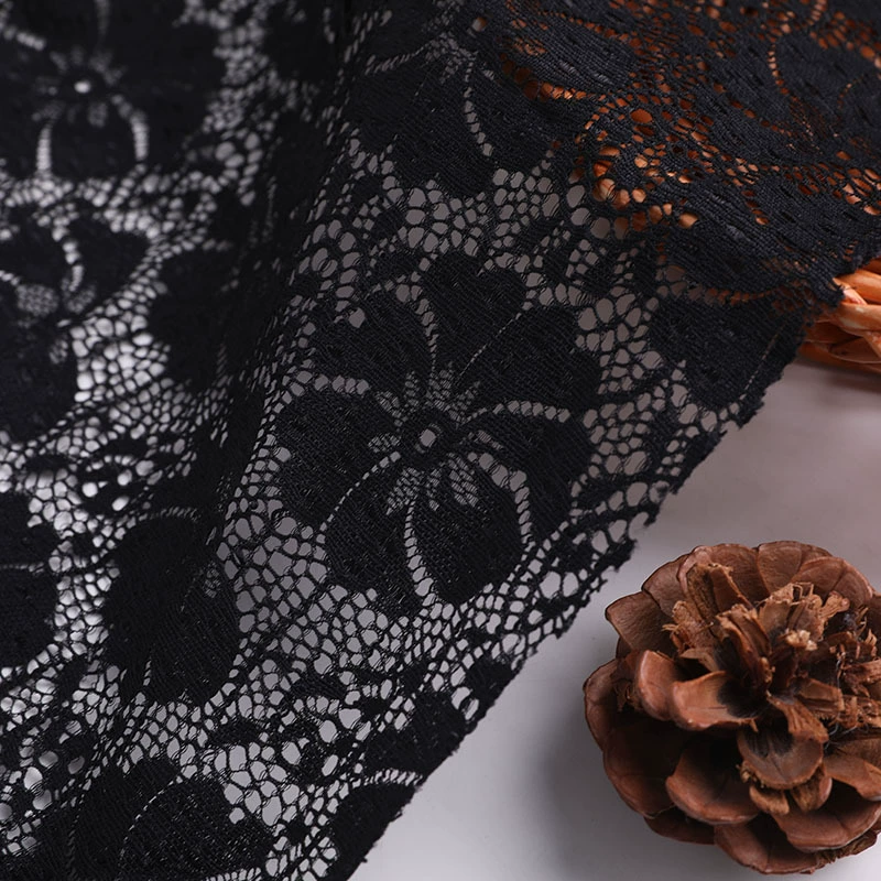 Black elastic cloth, flowered
