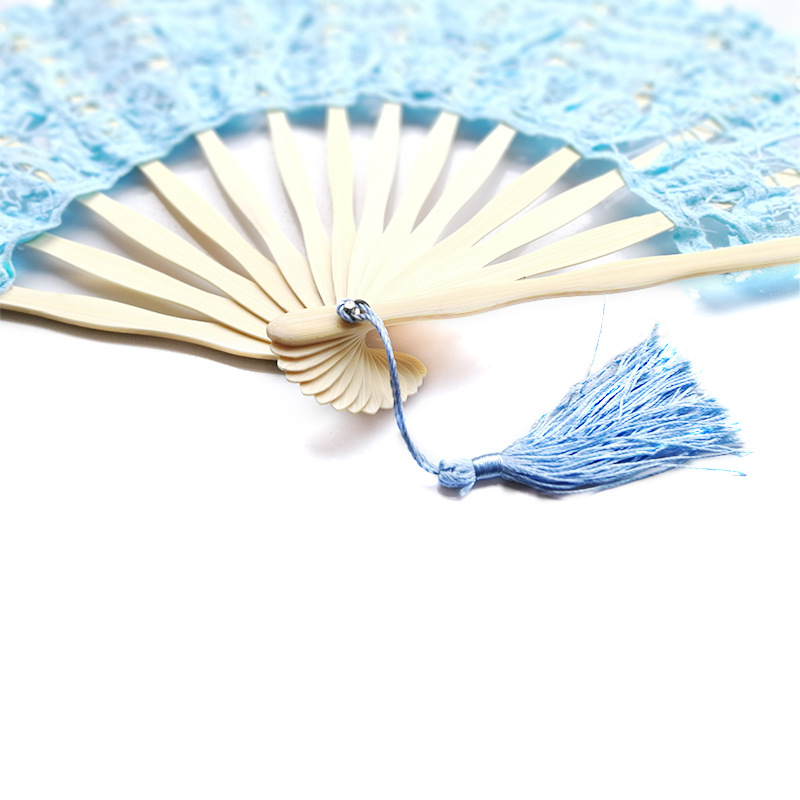 En stock 21cm 27cm corte vintage bambú encaje plegable ventilador de encaje de gama alta