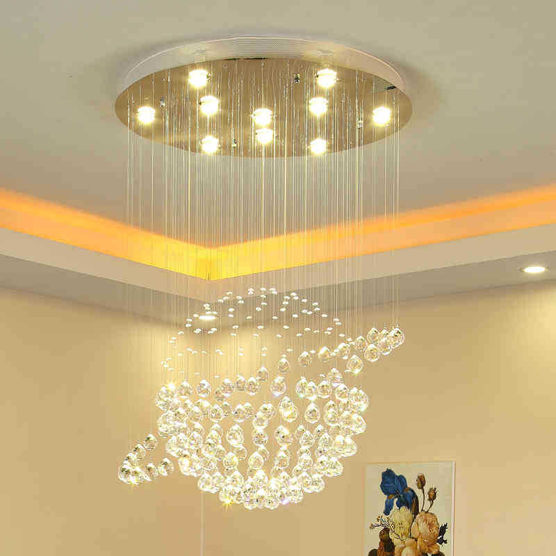 Modern crystal chandelier round Villa stair Chandelier Creative dining room chandelier living room LED lamp globe