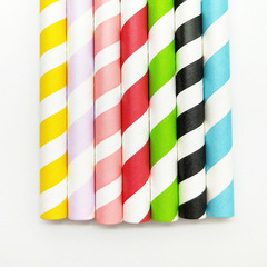 米淘10毫米可降解粗紙吸管一次性奶茶管直管粗25支條紋批發