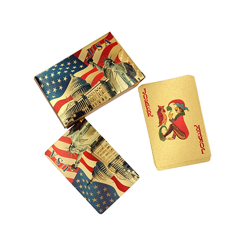 Золотая фольга игральные карты США Белый дом Свободы игральные карты Золотая фольга ПЭТ водонепроницаемый покер для местных героев золотой покер