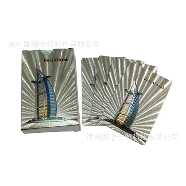 Золотая фольга ПЭТ игральные карты Дубай Бурдж Халифа Серебряный Водонепроницаемый Туристический Сувенирный Покер