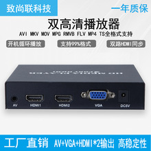 2HDMI高清播放器 HDMI 1080P 演示设备 分配器 U盘视频自动播放