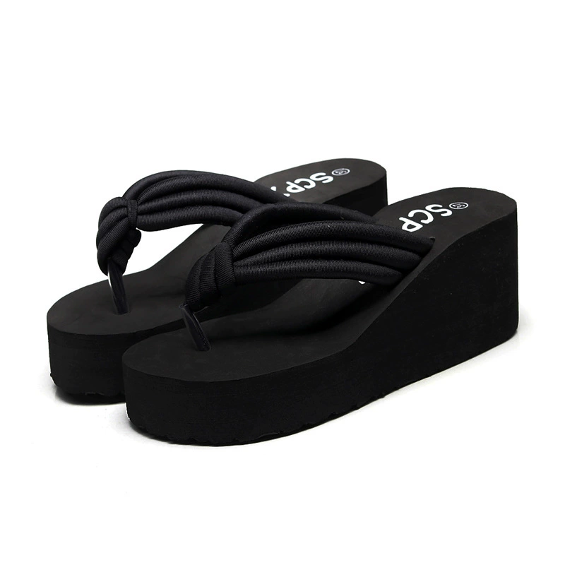 High beach slippers platform, non-slip summer flip flops, fashionable footwear, slide