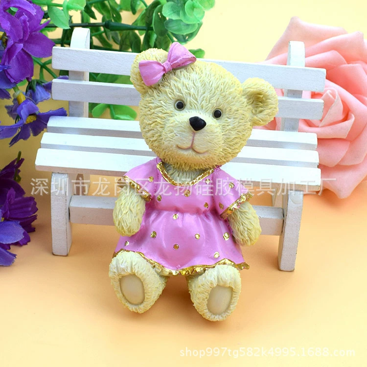 handmade soap, fondant, soft cartoon silicone mold with bow, wholesale, with little bears