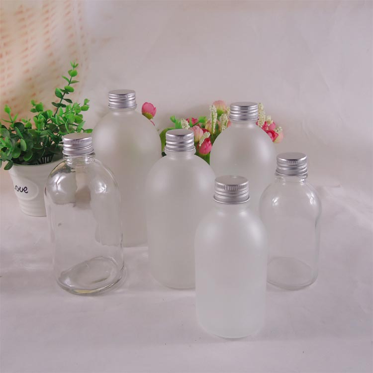 热销透明冷萃饮料瓶250ml350ml500ml蒙砂玻璃瓶果汁咖啡瓶子批发