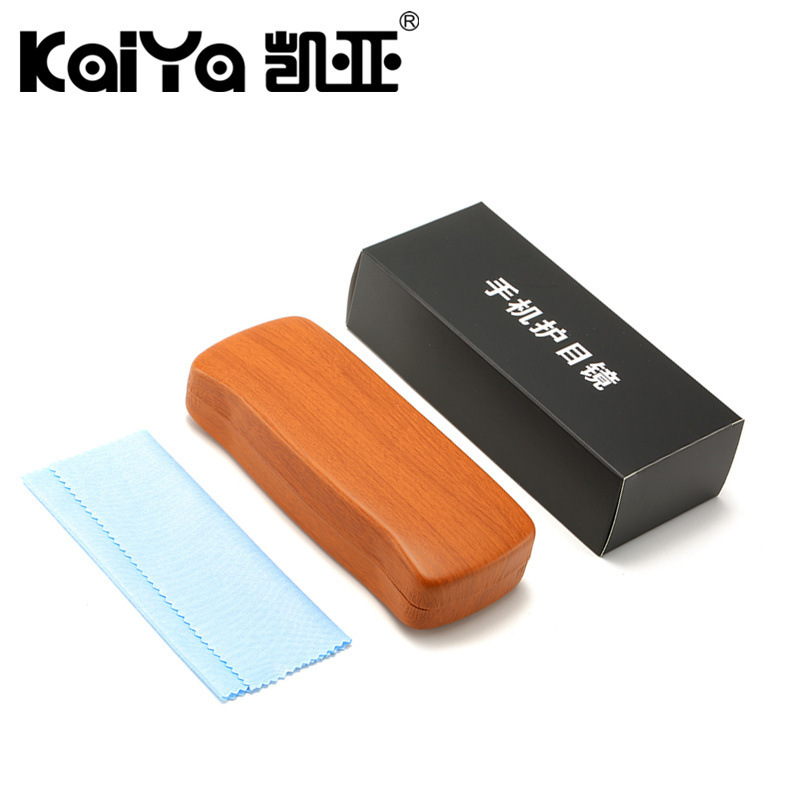 Wood Grain Glasses Case, Free Lens Cloth, Can Hold Reading Glasses, Flat Glasses, Myopia Glasses, Square, Simple and Portable