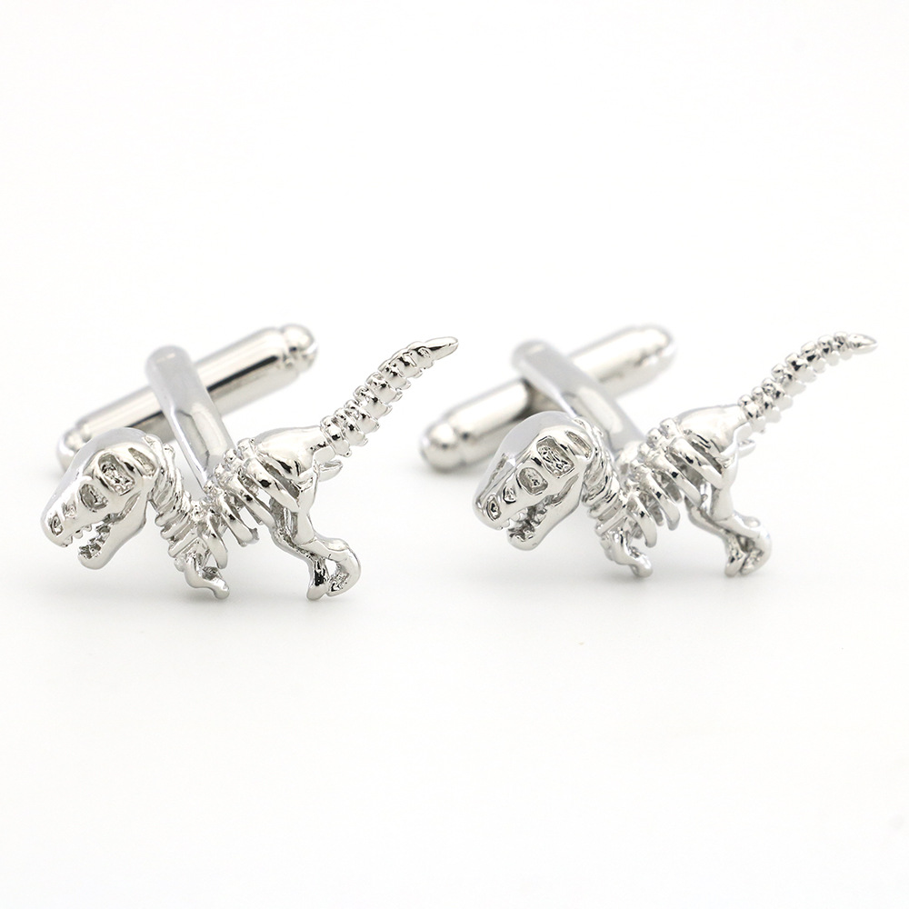 New silver Animal Dinosaur Skeleton Cufflinks Men's French Shirt Buttons Halloween Gift in stock