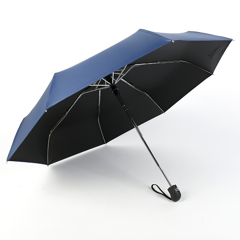 Paraguas automático de cinco veces Paraguas de bolsillo mini ultraligero para hombres Paraguas de Sol de plástico negro Protección solar para mujeres Paraguas de protección UV