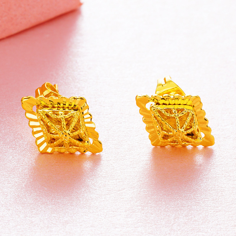 Estilo coreano Vietnam arena oro mezclado doble capa chapado en oro pendientes de encaje de las niñas pendientes anti-sensible pendientes