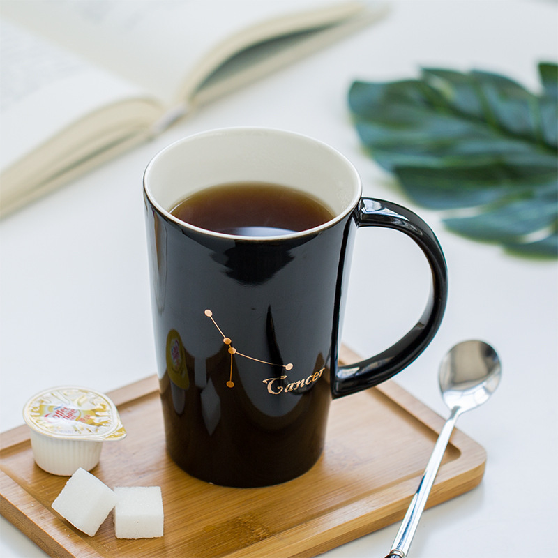 Doce tazas de cerámica constelación tazas de agua originales tazas de café tazas con cubierta cucharas logotipo impresas regalos