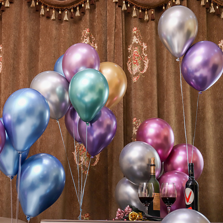 Globo de metal de 12 pulgadas fábrica al por mayor engrosada globo de látex boda decoración de fiesta de cumpleaños globo de la boda