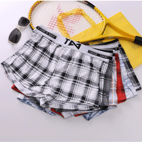 Zhongshan underwear men's Arrow pants plaid simple ice silk men's loose boxer briefs home men's shorts