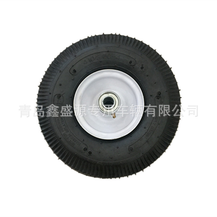 10寸充气轮胎 10x4.10/3.50-4橡胶充气轮子 手推车轮小花花纹