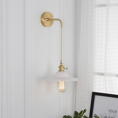 Nórdico espejo frontal dormitorio lámpara de pared baño guardarropa latón lámpara de pared de cristal