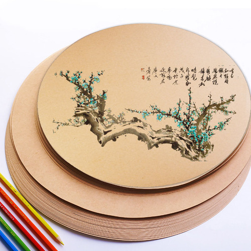 Xinge thickened round kraft paper cardboard painting paper round watercolor Chinese painting pigment paper art painting materials wholesale