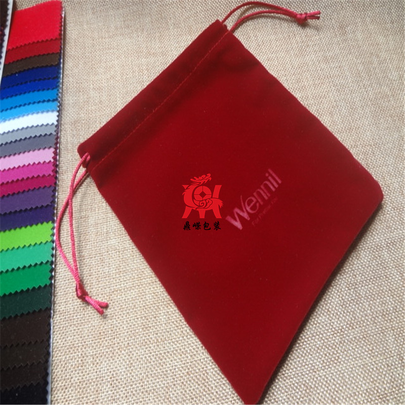厂家直销专业生产丽丝绒布束口袋护肤品保养产品白色红色包装布袋