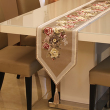 华丽北欧定位桌旗 雪尼尔 欧式床旗样板软装布艺