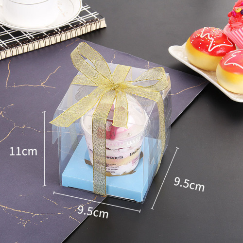 Cup cupcake packaging box wooden bran cup box single transparent thickened disposable baking packaging with bottom tray