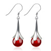 Fashionable long silver earrings from pearl with tassels, European style, diamond encrusted, wholesale