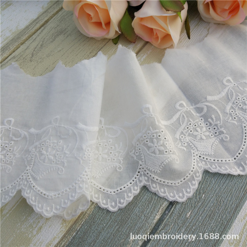 宽13cm优质棉布花篮子刺绣花边精品DIY童装服装衣领家纺布艺辅料