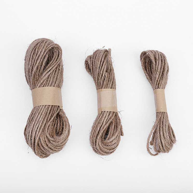 Cuerda de Yute natural cuerda de yute tejida de 3 hilos al por mayor decoración navideña cuerda de cáñamo vinculante cuerda de etiqueta de cuerda de cáñamo fino hecha a mano