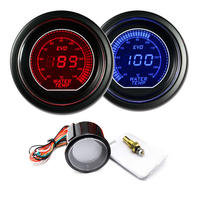 eBay汽车改装52mm12V通用LED蓝红光EVO液晶显示水温检查仪表