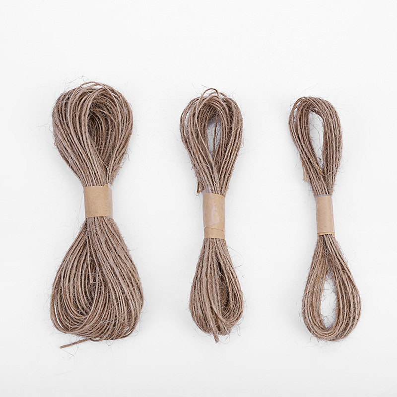 Cuerda de Yute natural cuerda de yute tejida de 3 hilos al por mayor decoración navideña cuerda de cáñamo vinculante cuerda de etiqueta de cuerda de cáñamo fino hecha a mano