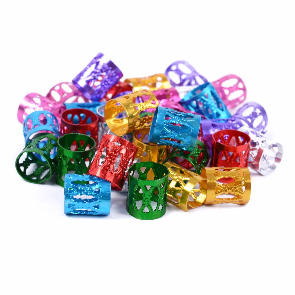 Hueco de aluminio en relieve sucio trenza hebilla sucio trenza pelo extensión anillo pelo trenzado brazalete