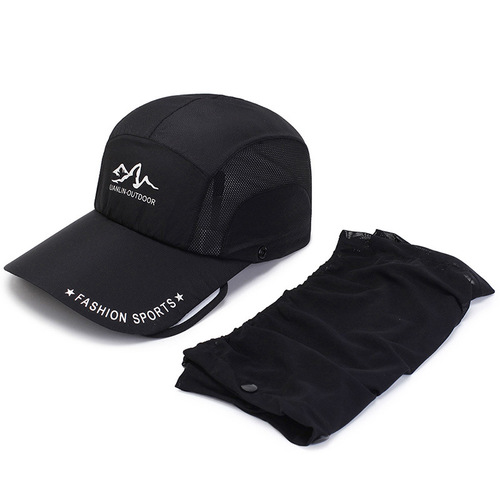 Spring and summer removable neck guard pull-out sun protection baseball cap for women retractable brim casual peaked cap for men manufacturer wholesale