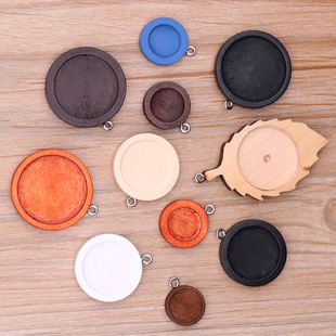 Time Gem Wood Base with Sheep's Eye Necklace Pendant Pendant Round Tray DIY Keychain Jewelry Accessories