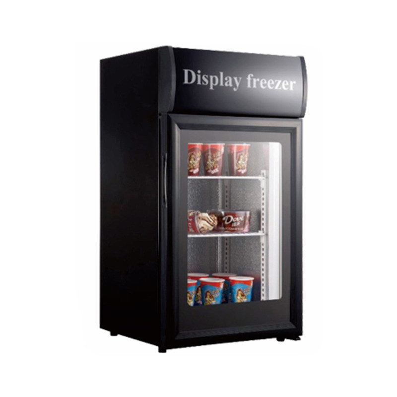 Fábrica de vidrio puerta congelada mini refrigerador pequeño helado vitrina comercial Durian gabinete té gabinete Barra de hielo