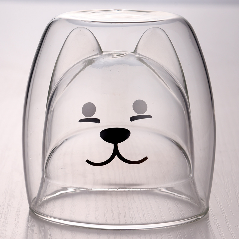 Amazon de dibujos animados de doble capa de vidrio resistente a altas temperaturas leche taza de café regalo de Navidad taza de agua hogar frío aislamiento