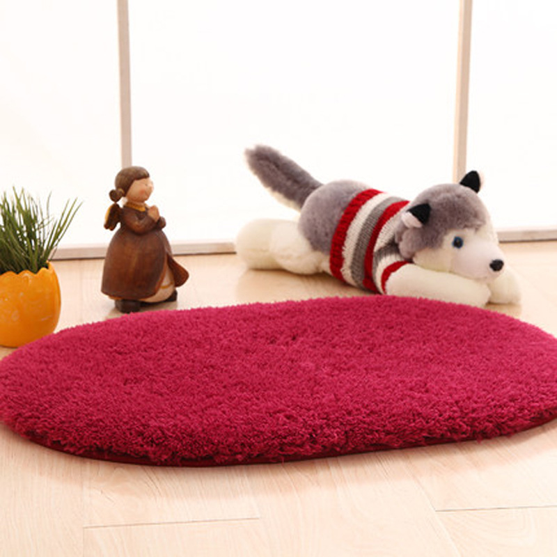 Special Offer Lamb Velvet Bedroom Oval Carpet Living Room Bathroom Kitchen Non-Slip Mat Lamb Velvet Cushion Foot Mat