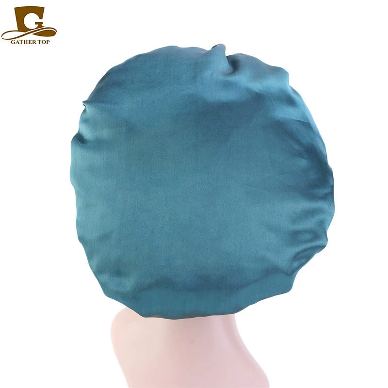 Double‑layer color‑block sleeping cap, adjustable buckle, reversible night/chemotherapy hair care hat, 36 cm