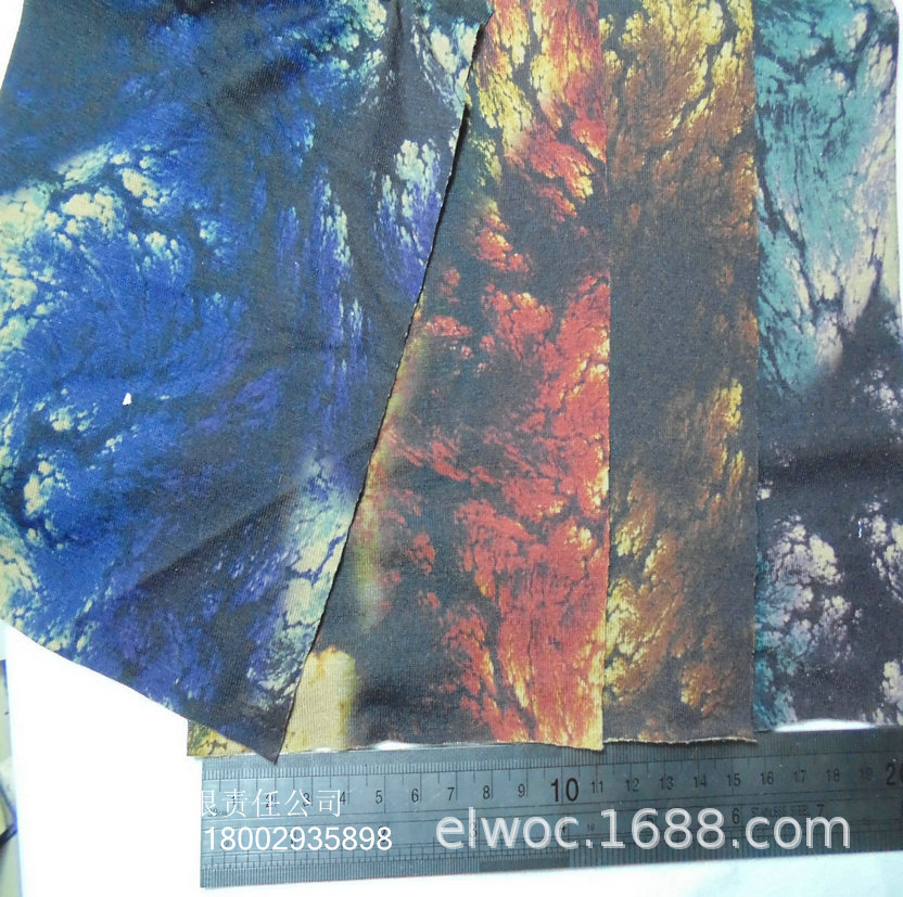 深暗色印花软 布薄 云朵火烧云 岩石装饰衣服布石块星空 复古4852