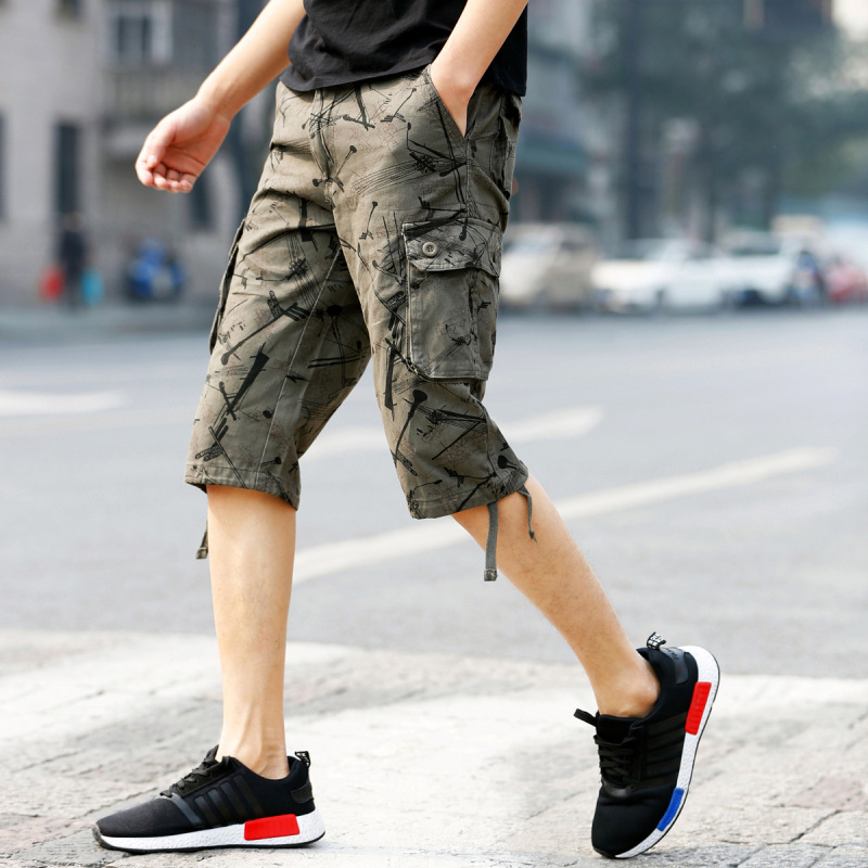 Overalls Shorts Men's Summer Fashionable Loose 7 Capri Pants Summer New Casual Sports Pants Youth plus size Pants