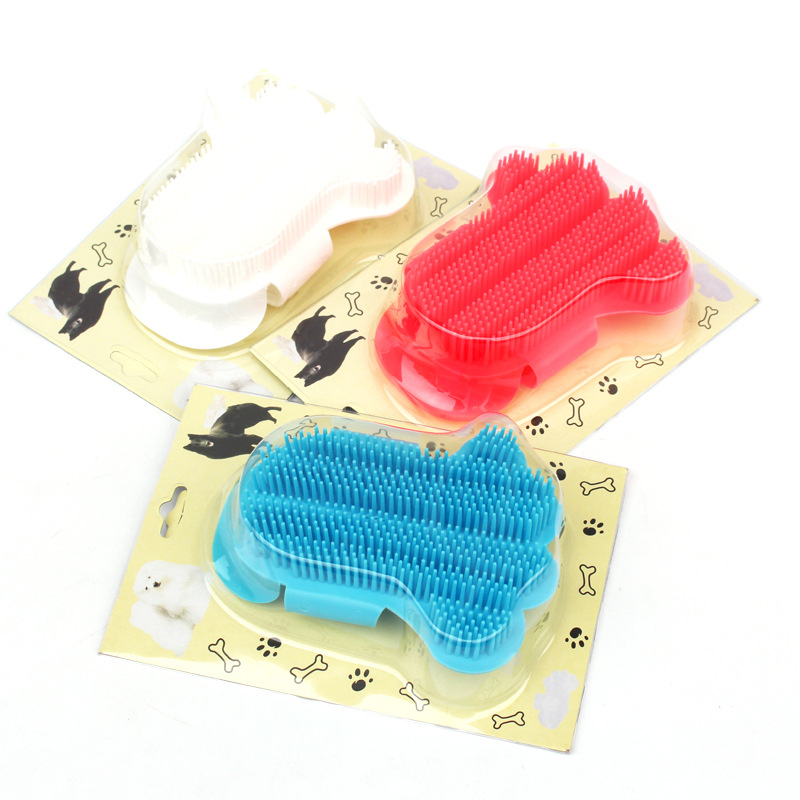 Nueva mascota cepillo de baño en forma de pie perro baño masaje cepillo de pelo largo disponible suministros de belleza al por mayor