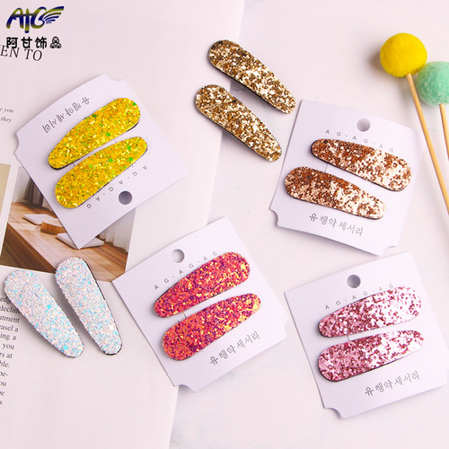 Korean version of the new European and American oval sequin bb clip sequin hair clip children's hair clip fashion bangs clip hair accessories