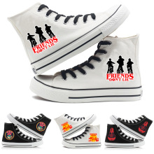 跨境stranger things怪奇物语情侣高帮帆布鞋男女鞋韩版透气布鞋