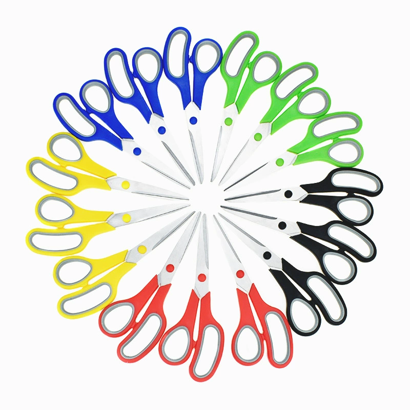 8-дюймовые резиновые ножницы из нержавеющей стали с двухцветной ручкой резиновые ножницы студенческие канцелярские ножницы детские ножницы для домашнего офиса