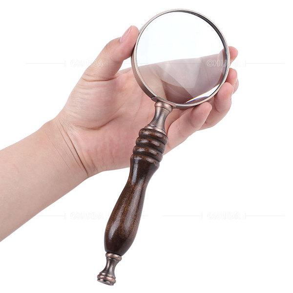 Classic retro handheld magnifying glass ebony sandalwood