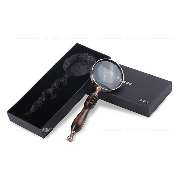 Classic retro handheld magnifying glass ebony sandalwood