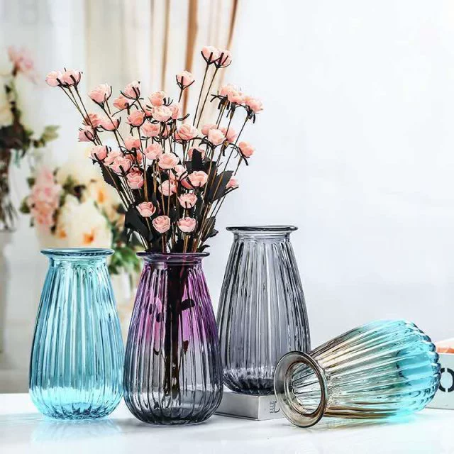 Оптовая продажа, европейская простая стеклянная ваза, прозрачная градиентная цветная гидропонная ваза для растений, бытовая ваза, украшения для гостиной