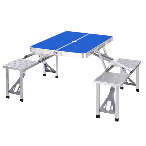 Aluminum alloy integrated table and chairs outdoor travel camping picnic foldable table portable stall promotional burning table and chair set