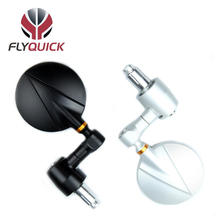 FLYQUICK transfronteriza Venta caliente de la motocicleta ronda clásico modificado luz azul antideslumbrante CNC espejo retrovisor decorativo